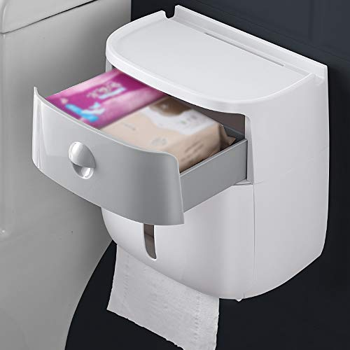 Portarrollos para Papel Higiénico, portarrollos baño Adhesivo, Impermeable Montado en la Pared Porta Rollos de Papel Higienico con el Teléfono Móvil Estante de Almacenamiento