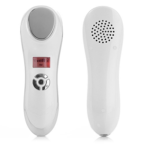 Portátil de mano Ultrasonic Electric Ion Facial Massager, Masajeadores Recargables Face Vibración Iontophoresis Hot Cooling Skin Reafirmante Cuidado Facial Hidratante MBHL-05