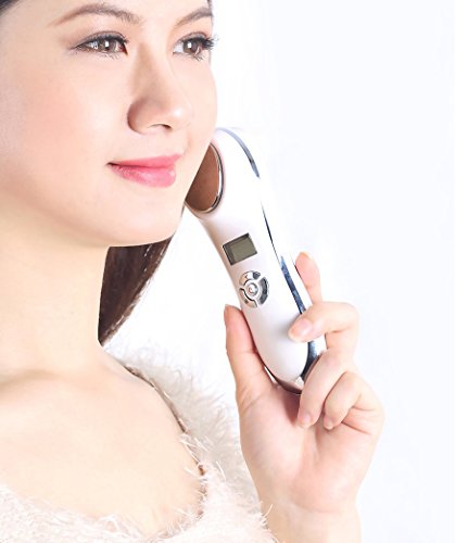 Portátil de mano Ultrasonic Electric Ion Facial Massager, Masajeadores Recargables Face Vibración Iontophoresis Hot Cooling Skin Reafirmante Cuidado Facial Hidratante MBHL-05