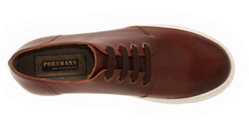 PORTMANN - Zapatillas de Lona de Piel Encerada para Hombre | Zapatillas clásicas Suaves para Hombre | Zapatillas de caña Baja | Calzado de Calidad Fabricado en Portugal, Color Marrón, Talla 45 EU