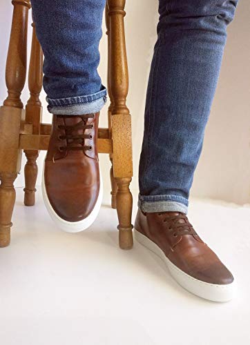 PORTMANN - Zapatillas de Lona de Piel Encerada para Hombre | Zapatillas clásicas Suaves para Hombre | Zapatillas de caña Baja | Calzado de Calidad Fabricado en Portugal, Color Marrón, Talla 45 EU