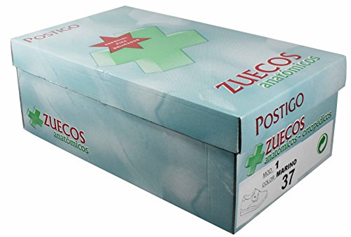 Postigo 1 -Zapato Sanitario Anatómico Velcro Piel Unisex (38 EU, Azul)