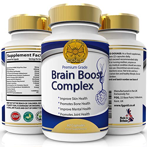 Potenciador Cerebral Nootrópicos Fuerza Max Con Vitaminas Para Memoria, Foco, Concentración, Mejoramiento de la Función Cognitiva y Neuro Nutrición