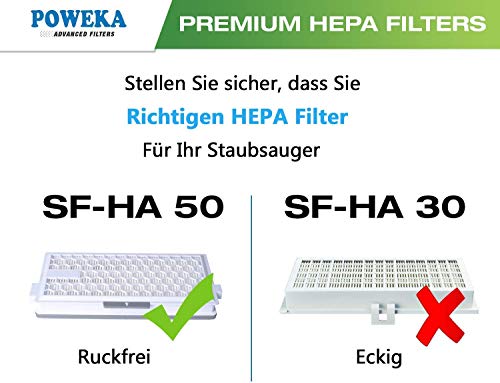 Poweka SF-HA50 HEPA Airclean 50 Filtro compatible con aspiradoras Miele Complete C3 C2 Compact C1 C2 S8340 S6240 S5211 S8000 S6000 S5000 S4000 2 2pc