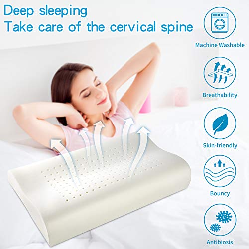 Power Of Nature Almohada Cervical, Núcleo Transpirable Almohada Viscoelastica Diseño Ergonómico Soporte de Almohada de Contorno Ortopédico, (60 x35x11CM) para Todos los Durmientes