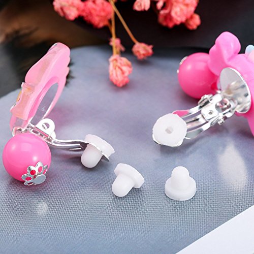 Powerking Pendientes para niñas, Pendientes para niñas y bisutería Pendientes y Princesa Viste a Jugar Aretes para niños, 12 Pares, Flamenco
