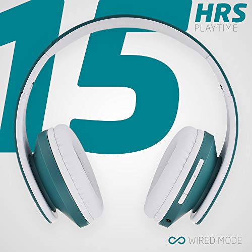 PowerLocus P2 – Auriculares Bluetooth inalambricos de Diadema Cascos Plegables, Casco Bluetooth con Sonido Estéreo Micro SD/TF, FM con micrófono y Audio Cable para Movil, PC, Tablet - Azul