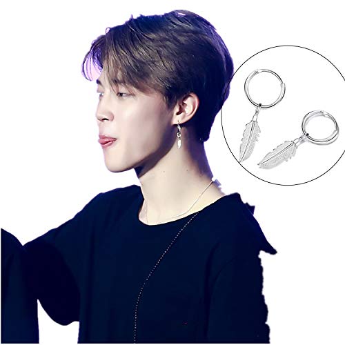 PPX Pendientes para Hombres Mujeres Niñas Pendientes de aro Plumas Colgar Hoja Regalo espumoso Con Caja (style 1)