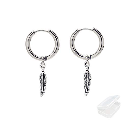PPX Pendientes para Hombres Mujeres Niñas Pendientes de aro Plumas Colgar Hoja Regalo espumoso Con Caja (style 1)