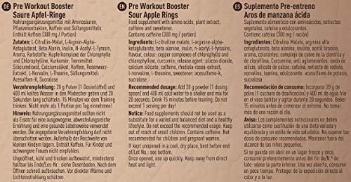 Pre Entreno – L-Arginina AAKG + Citrulina Malato + Beta Alanina + Cafeína – hecho en Alemania – FSA Nutrition – 360g en Polvo – anillos de manzana ácidos