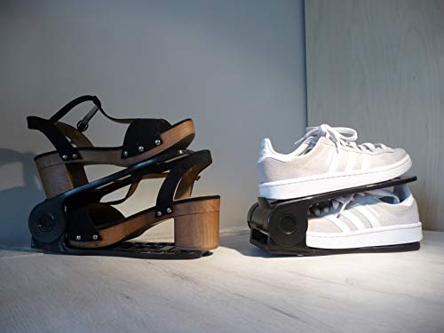 Premiumdonkey Organizador De Zapatos Ajustable - Set De 6 Unidades Color Negro - Diseño Antideslizante - 4 Posiciones - Ahorra Espacio En Armarios Y Estanterías - Pon Orden En Casa