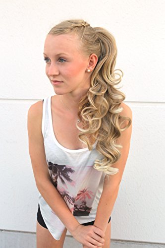 Prettyland - DH254 pelo largo Extensión de cabello, Peluca Cola de Caballo ondulada con clips- 27T613