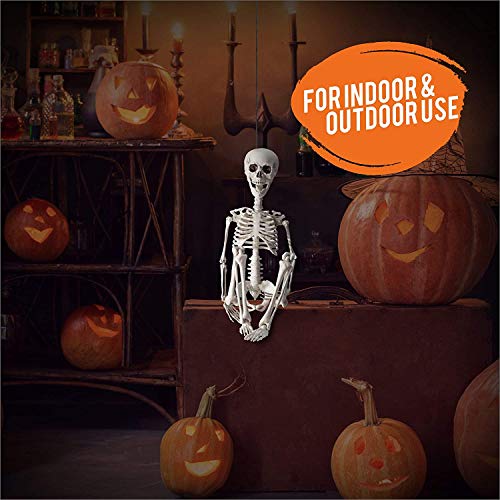 PREXTEX - Esqueleto de 76 cm para Halloween - Esqueleto de Cuerpo Entero con Articulaciones Movibles para la Mejor Decoración de Halloween
