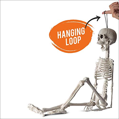 PREXTEX - Esqueleto de 76 cm para Halloween - Esqueleto de Cuerpo Entero con Articulaciones Movibles para la Mejor Decoración de Halloween