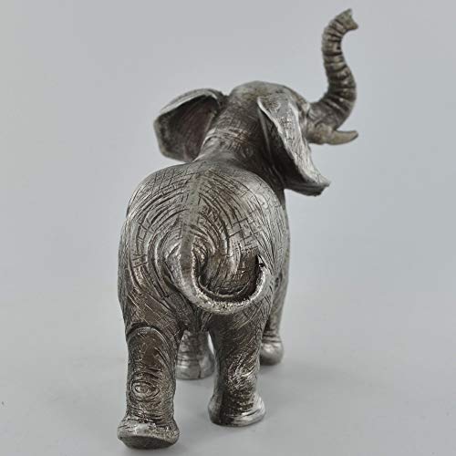 Prezents.com - Escultura de elefante de plata envejecida, hermosa decoración del hogar o idea de regalo, 13 cm de alto