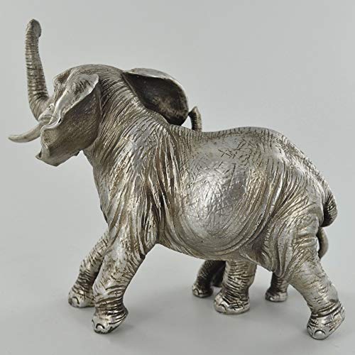 Prezents.com - Escultura de elefante para madre y bebé, diseño de plata envejecida, hermosa decoración del hogar o idea de regalo de 13 cm