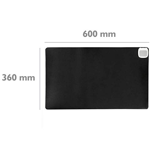 PrimeMatik - Alfombra y Superficie térmico con calefacción para Escritorio Suelo y pies de 60 x 36 cm 65W Negro
