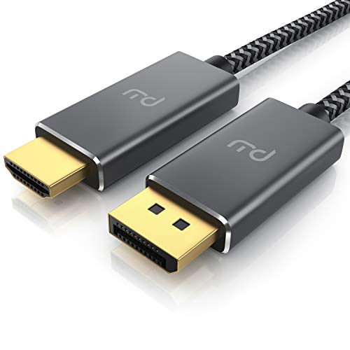 Primewire - 2m - Cable Displayport a HDMI - 4K estándar 2.0 - UHD 3840 x 2160 @ 60 Hz - Adaptador DP a HDMI con protección contra Arrugas - Contactos Dorados - Monitor TV Laptop PC Tarjeta de Video