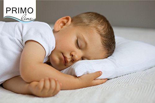 Primo Line Almohada de Látex Bebé 30x50 Altura 6,5cm con Funda de Algodón 100%, Fabricado en la UE