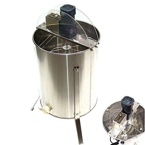 PRIT2016 Extractor de Miel eléctrico de Acero Inoxidable con 4 Marcos, con Cubierta y Salida y Patas