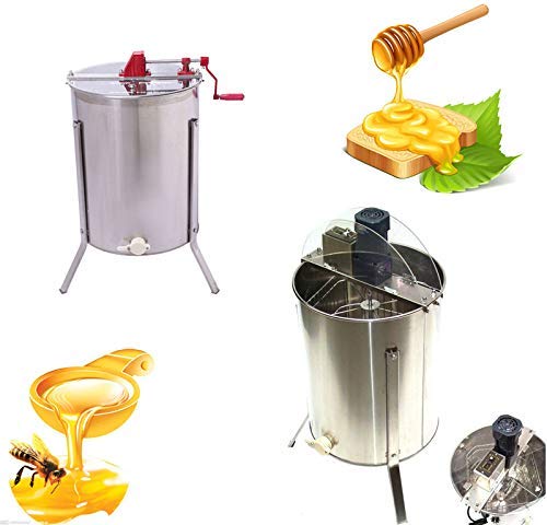 PRIT2016 Extractor de Miel eléctrico de Acero Inoxidable con 4 Marcos, con Cubierta y Salida y Patas
