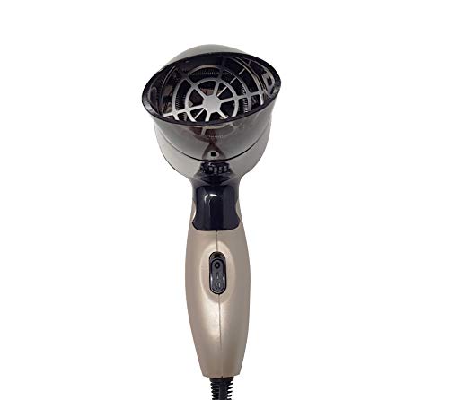 Pritech Secador de pelo de viaje plegable TC-2260 función Ionic, boquilla concentradora de aire, 2 velocidades, perfecto para viaje y para llevarlo a fuera. Secador pequeño 1000W (Dorado)