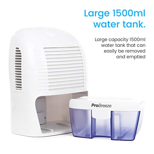 Pro Breeze PB-03-EU - Deshumidificador mini de aire 1500 ml, compacto y portátil