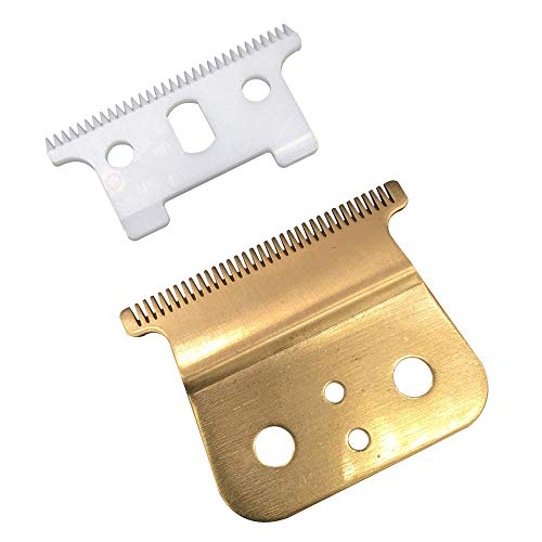 Pro T Outliner Cuchillas de Cerámica para Recortadora de Cabello Cuchillas de Cortapelos de Repuesto # 04521 - Poweka Compatible con Andis T Outliner Recortadora (Oro)