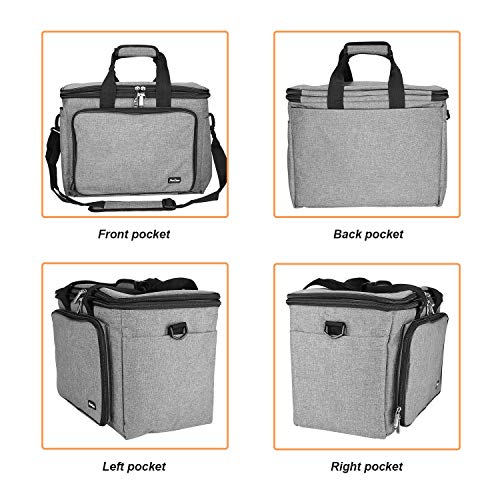 ProCase Bolsa Grande Crochet Ganchillos (Bolsa Sola Sin Accesorios), Bolsa Organizadora DE Gran Capacidad con Divisor Interno para Aguajas de Tejer Cicurlares Rectas, Ganchos y Madejas -Gris