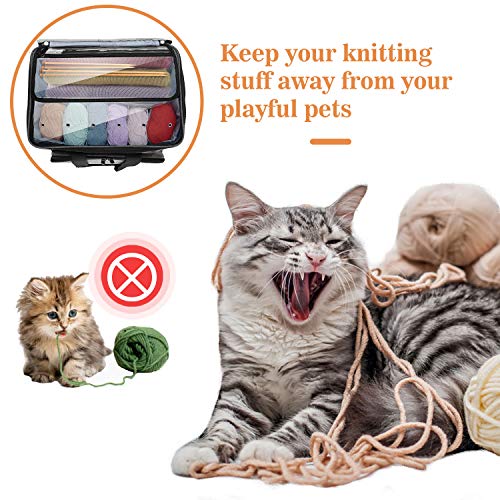 ProCase Bolsa Grande Crochet Ganchillos (Bolsa Sola Sin Accesorios), Bolsa Organizadora DE Gran Capacidad con Divisor Interno para Aguajas de Tejer Cicurlares Rectas, Ganchos y Madejas -Gris