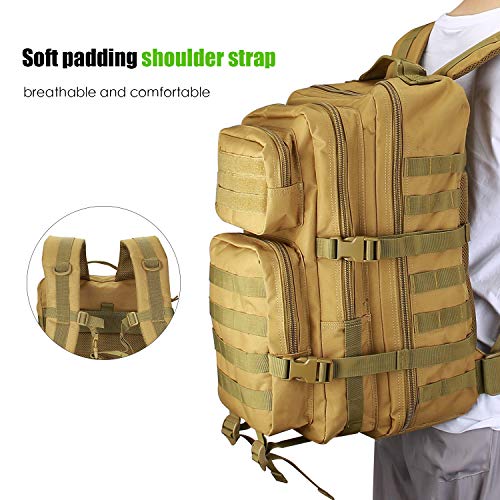 ProCase Mochila 40 L Táctica Militar, Paquete de Asalto MOLLE de Gran Capacidad para Utilidad Militar, Bolsa de Emergencia de 3 Días para Caza Senderismo Acampada y Actividad al Aire Libre –Caqui