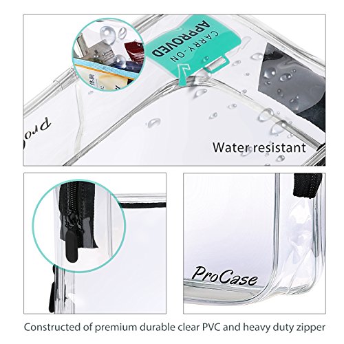 ProCase TSA Aprobado Neceser Transparente, Bolsos Transparentes de un Cuarto de Galón con Cremallera, Bolsas de Aseo para Líquidos Cremas Geles 3-1-1 Kit (Paquete de 2 Unidades, Grande + Pequeño)
