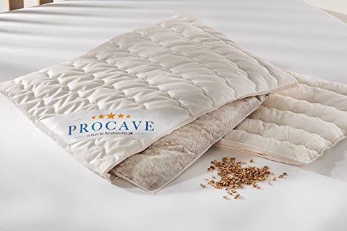 PROCAVE Almohada de espelta con Funda Transpirable de algodón,Cojín de Grano, Made in Germany, 40x60cm
