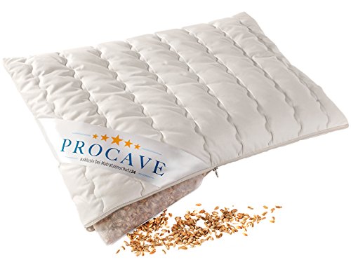 PROCAVE Almohada de espelta con Funda Transpirable de algodón,Cojín de Grano, Made in Germany, 40x60cm