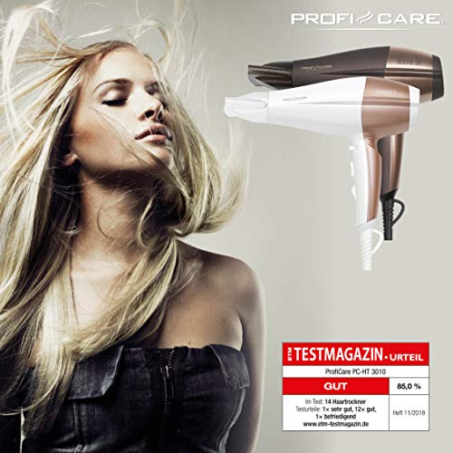 ProfiCare HT 3010 - Secador de Pelo Profesional iónico, 3 Niveles de Temperatura, 2200 W, Color Blanco