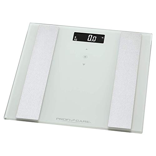 ProfiCare PW 3007 - Báscula baño digital con análisis corporal de 8 funciones diagnóstico, color blanco inox