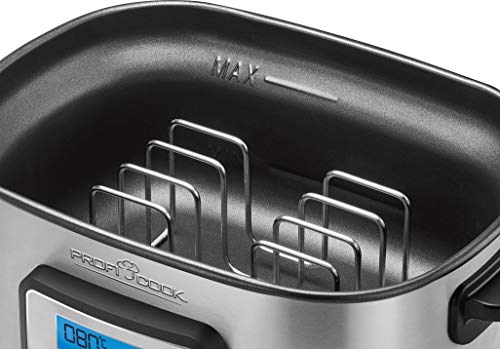 ProfiCook Sous Vide Olla cocción lenta y cocina al vacío para cocinar a bajas temperaturas, 8,5 l, 520 W, 8.5 litros, Acero Inoxidable, Gris/Negro