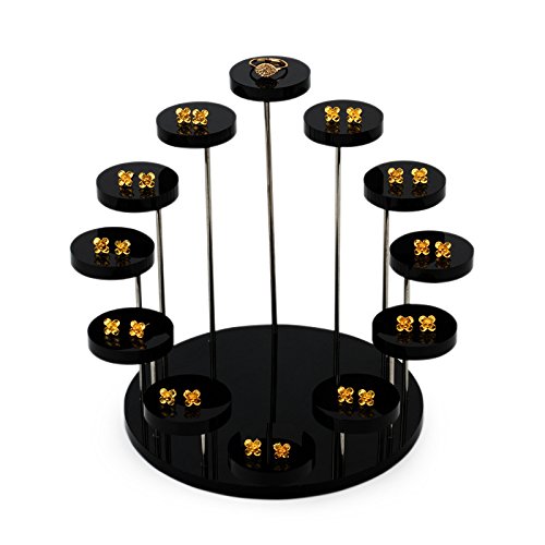 Proglam - Soporte organizador de joyas de acrílico transparente con 12 bandejas para anillos, pendientes, pulseras, collares, etc.