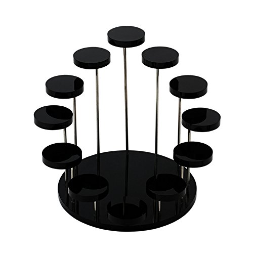 Proglam - Soporte organizador de joyas de acrílico transparente con 12 bandejas para anillos, pendientes, pulseras, collares, etc.