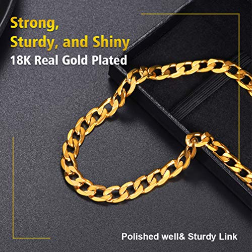 PROSTEEL Cadena para Hombre, Cadena Cubana 6mm de Ancho, Dorado 51cm