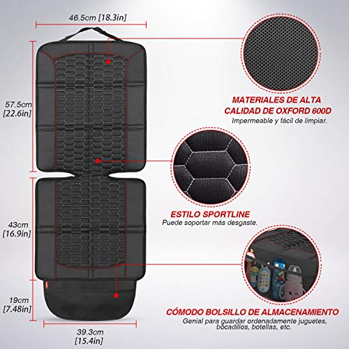 Protector de Asiento de Coche, Oasser Fundas para Sillas de Bebé Silicona Antideslizante de Coche, Protector de Asiento 600D para Asiento Infantil con Organizador Bolsillo, Fondo de Silicona