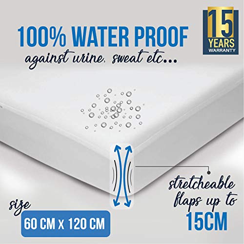 Protector de Colchón Impermeable para Cuna (60 x 120) - Cubre Colchón Transpirable, Hipoalergénico, Anti-bacteriano, Anti-acaros - Tratamiento Nueva Generacion: Optima Proteccion - Garantia de 10 anos