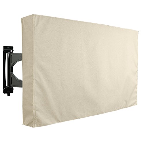 Protector TV Exterior Universal Funda para Televisor de 36" 37" 38" LCD, LED, ó PLASMA, Resistente al Agua, Protector de Pantalla 37", Compatible con Soportes de Mesa y Pared - Beige 38