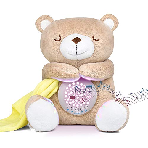 Proyector Musical Bebe, Housoly Luz de Noche con Ruido Blanco y Proyector de Estrellas LED y 15 Canciones de Cuna bebé para Duermebebés