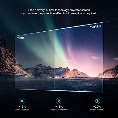 Proyector WiFi, YABER Mini Proyector Portátil 5800 Lúmenes 1080P Full HD[Pantalla de Proyector Incluida],Cine en Casa 200" Duplicar Pantalla para Android/iPhone Smartphone iPad,HDMI/USB/VGA/AV/SD