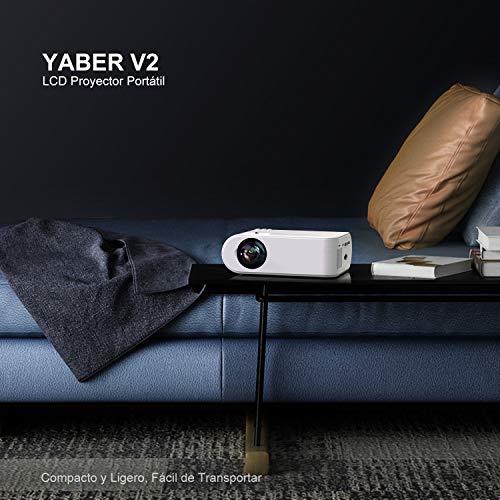 Proyector WiFi, YABER Mini Proyector Portátil 5800 Lúmenes 1080P Full HD[Pantalla de Proyector Incluida],Cine en Casa 200" Duplicar Pantalla para Android/iPhone Smartphone iPad,HDMI/USB/VGA/AV/SD