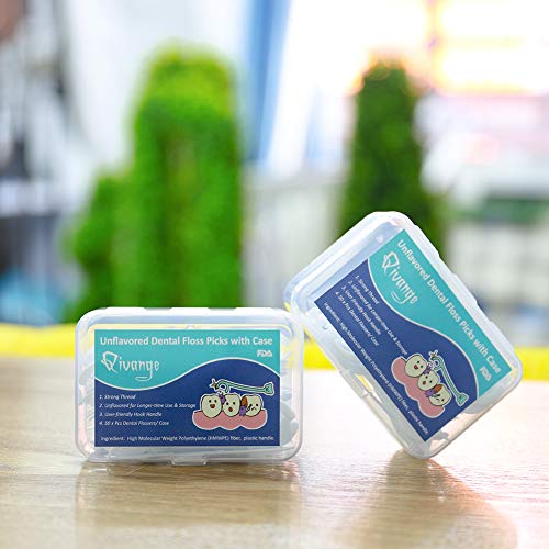 Púas de hilo dental Qivange, sin sabor, desechables y duraderas, hilo dental individual en 4 paquetes de 50 unidades (200 en total)