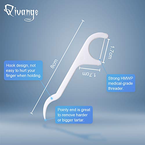 Púas de hilo dental Qivange, sin sabor, desechables y duraderas, hilo dental individual en 4 paquetes de 50 unidades (200 en total)