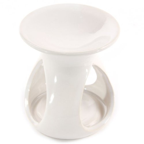 PUCKATOR OB115B - Quemador de esencias (cerámica, 9,5 x 9,5 x 10,5 cm), diseño de lágrimas, Color Blanco