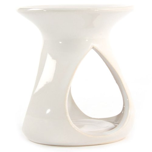 PUCKATOR OB115B - Quemador de esencias (cerámica, 9,5 x 9,5 x 10,5 cm), diseño de lágrimas, Color Blanco